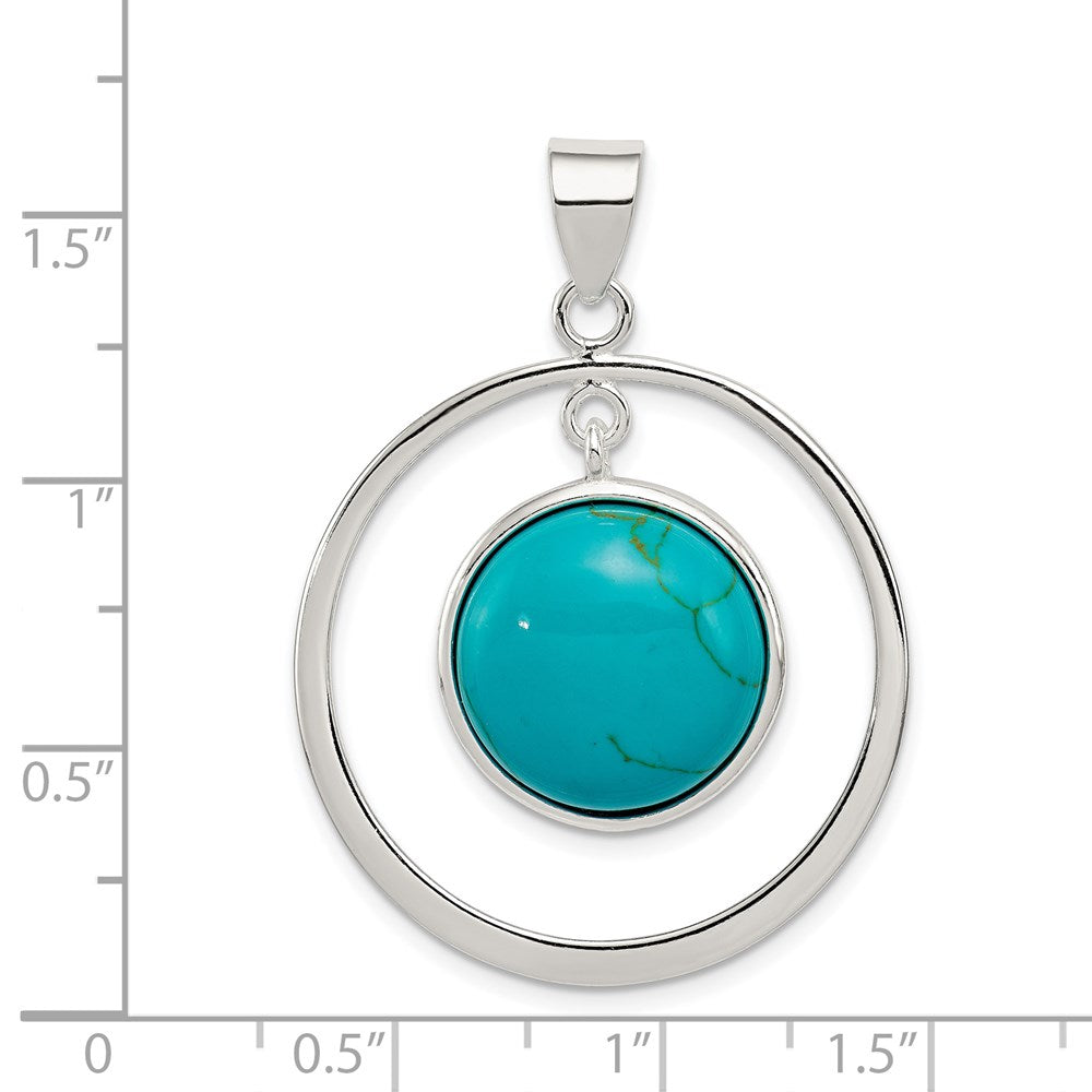 Sterling Silver Circle Turquoise Pendant QP1319