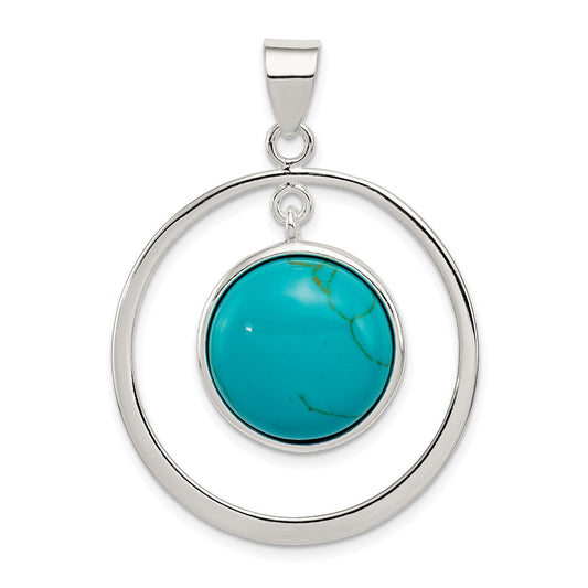 Sterling Silver Circle Turquoise Pendant QP1319