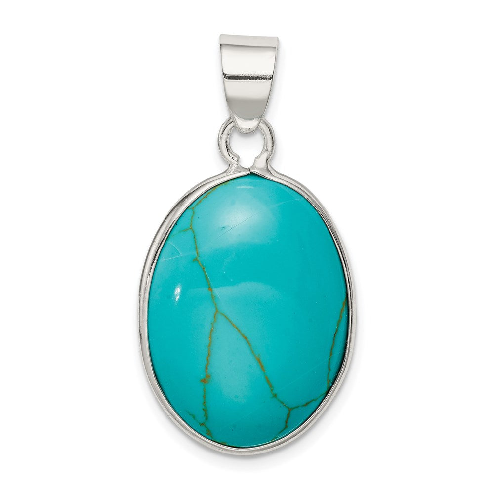 Sterling Silver Oval Turquoise Pendant QP1323