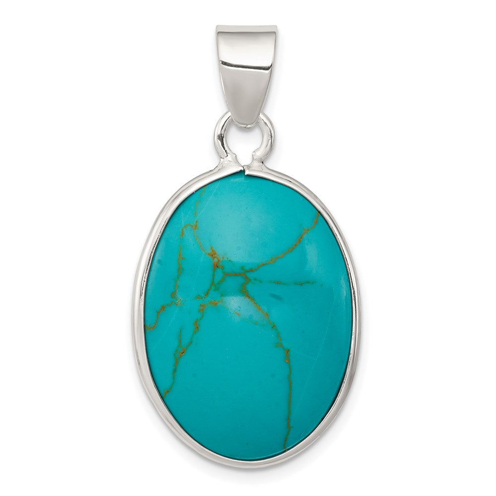 Sterling Silver Oval Turquoise Pendant QP1323
