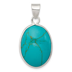 Sterling Silver Oval Turquoise Pendant QP1323