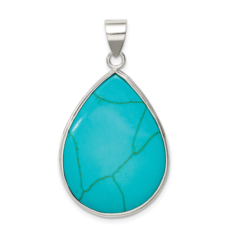 Sterling Silver Teardrop Turquoise Pendant QP1324