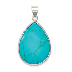 Sterling Silver Teardrop Turquoise Pendant QP1324