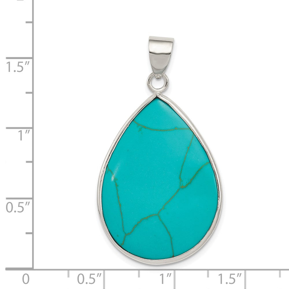 Sterling Silver Teardrop Turquoise Pendant QP1324