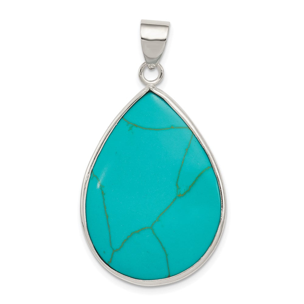 Sterling Silver Teardrop Turquoise Pendant QP1324