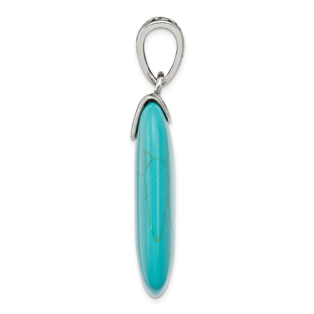 Sterling Silver Antiqued Turquoise Pendant QP1326