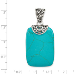 Sterling Silver Antiqued Turquoise Pendant QP1326