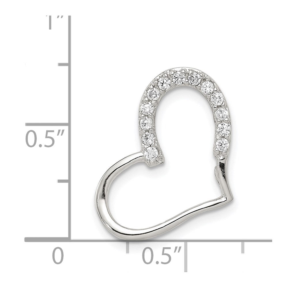 Sterling Silver Rhodium-plated CZ Heart Pendant QP1329