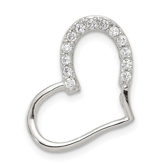 Sterling Silver Rhodium-plated CZ Heart Pendant QP1329
