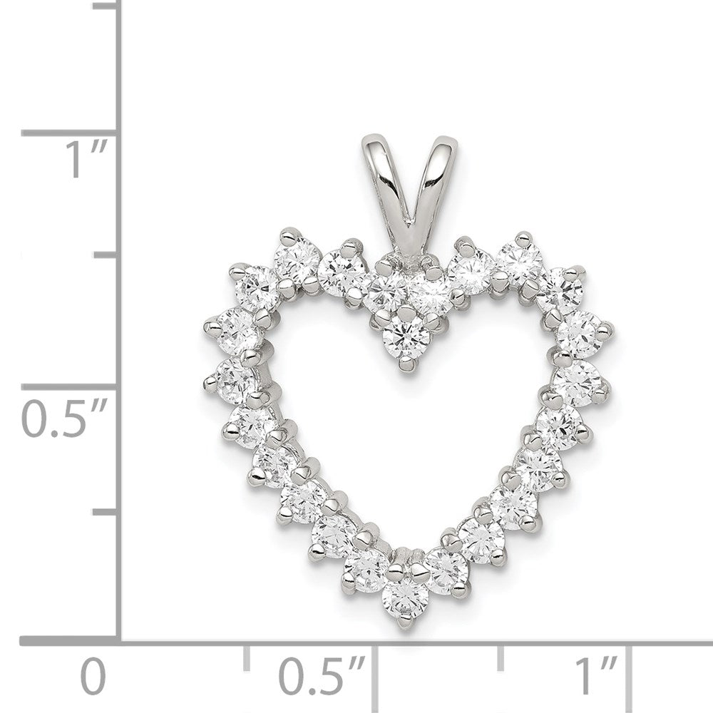 Sterling Silver Rhodium-plated CZ Heart Pendant QP1336