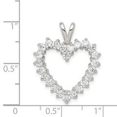 Sterling Silver Rhodium-plated CZ Heart Pendant QP1336