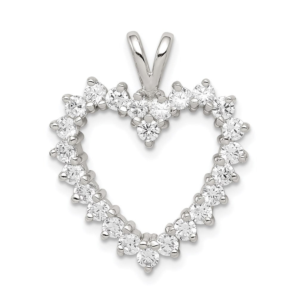 Sterling Silver Rhodium-plated CZ Heart Pendant QP1336