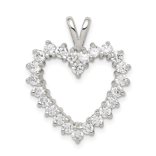 Sterling Silver Rhodium-plated CZ Heart Pendant QP1336
