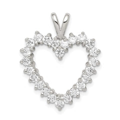 Sterling Silver Rhodium-plated CZ Heart Pendant QP1336