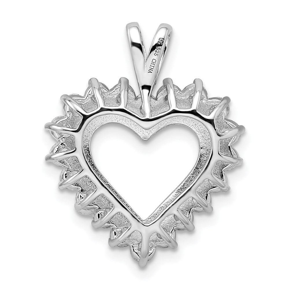 Sterling Silver Rhodium-plated CZ Open Heart Pendant QP1339