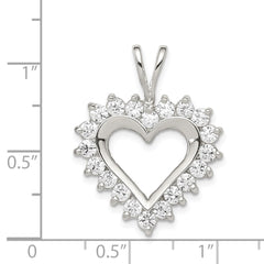 Sterling Silver Rhodium-plated CZ Open Heart Pendant QP1339