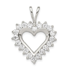 Sterling Silver Rhodium-plated CZ Open Heart Pendant QP1339