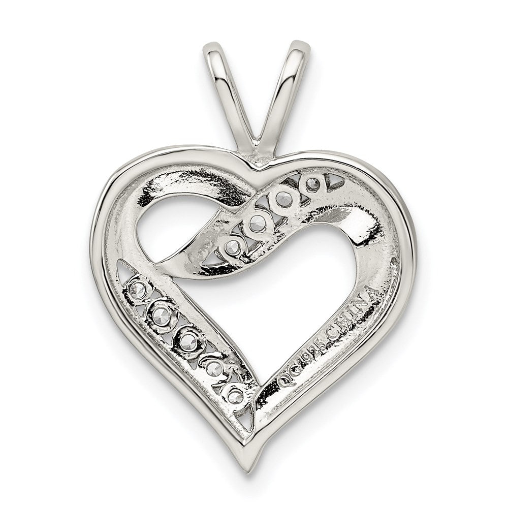 Sterling Silver Rhodium-plated CZ Heart Pendant QP1340
