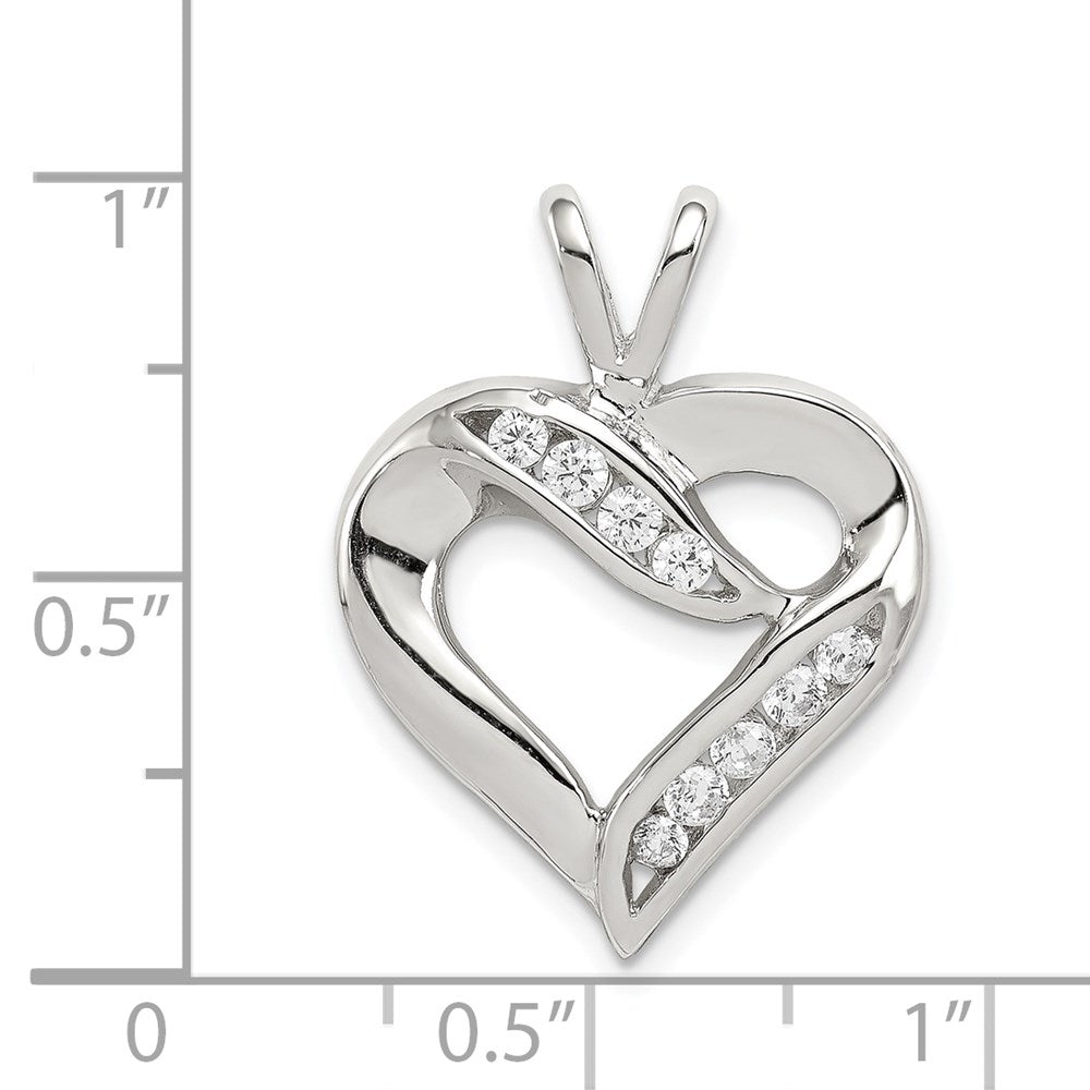 Sterling Silver Rhodium-plated CZ Heart Pendant QP1340