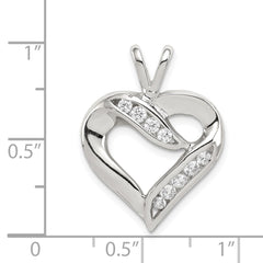 Sterling Silver Rhodium-plated CZ Heart Pendant QP1340