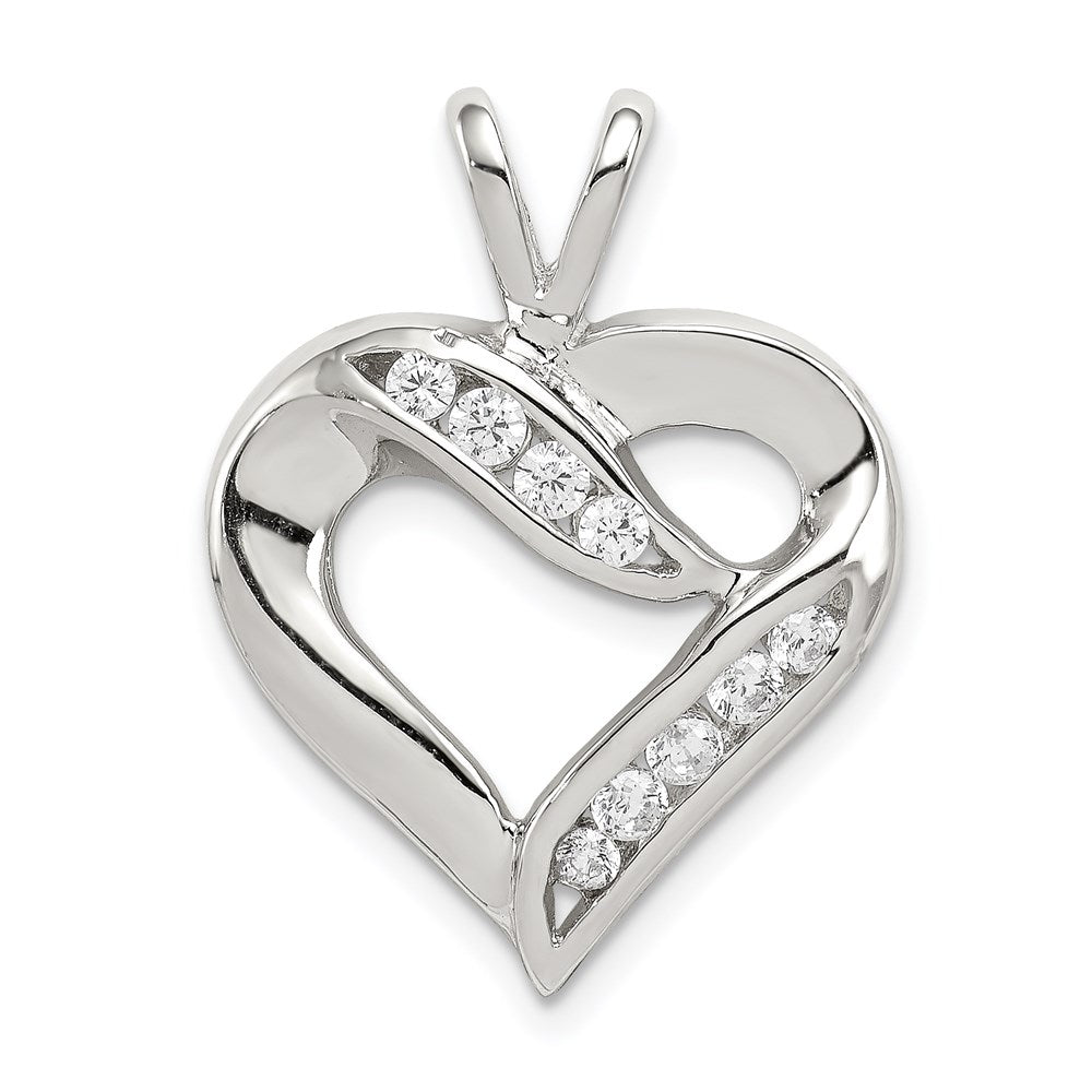 Sterling Silver Rhodium-plated CZ Heart Pendant QP1340