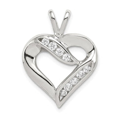 Sterling Silver Rhodium-plated CZ Heart Pendant QP1340