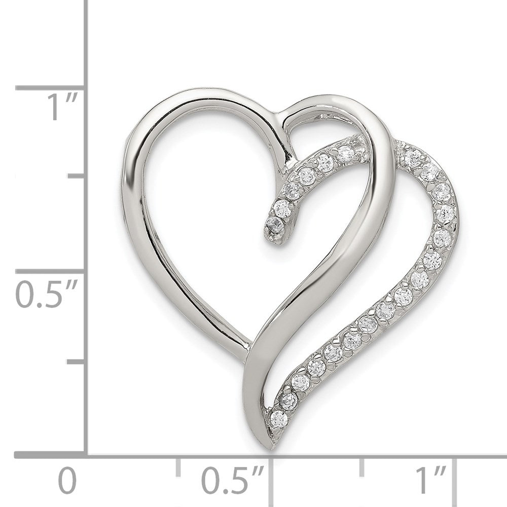 Sterling Silver Rhodium-plated CZ Heart Pendant QP1344