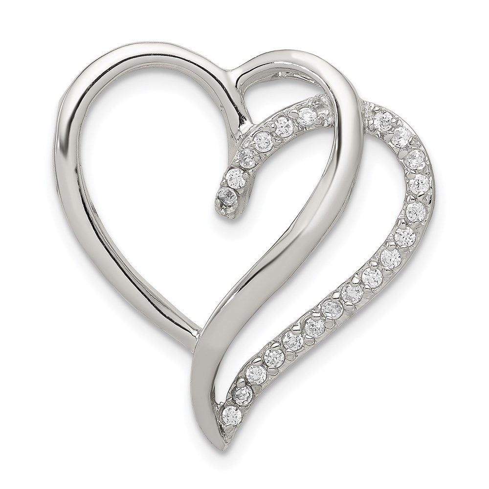 Sterling Silver Rhodium-plated CZ Heart Pendant QP1344