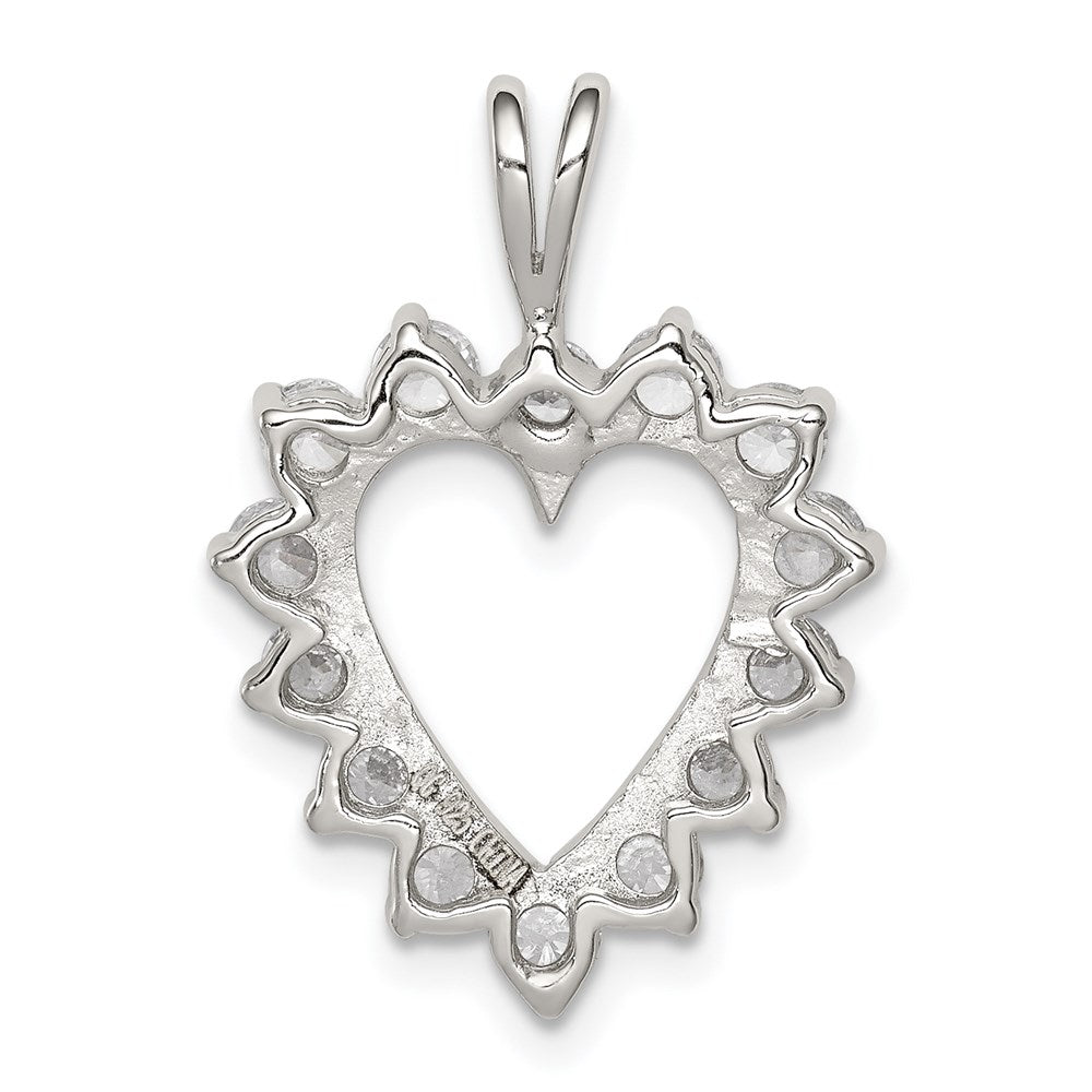 Sterling Silver Rhodium-plated CZ Heart Pendant QP1354