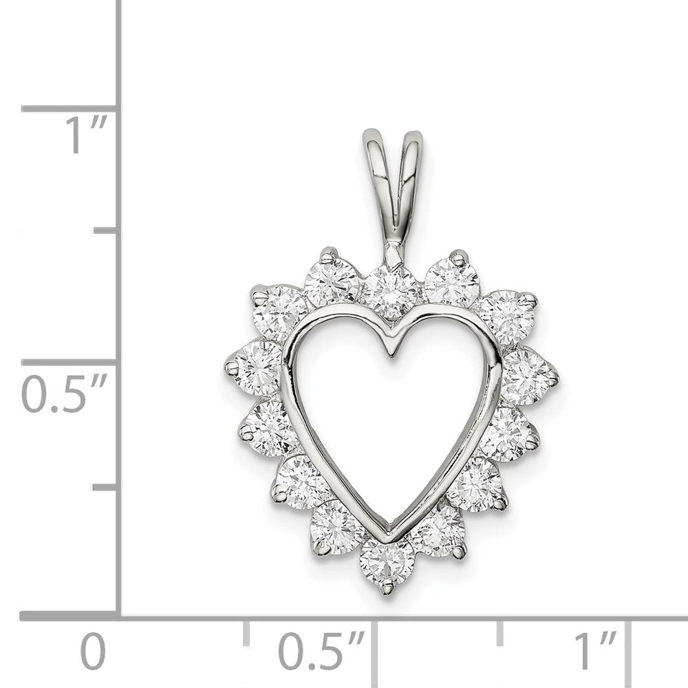 Sterling Silver Rhodium-plated CZ Heart Pendant QP1354