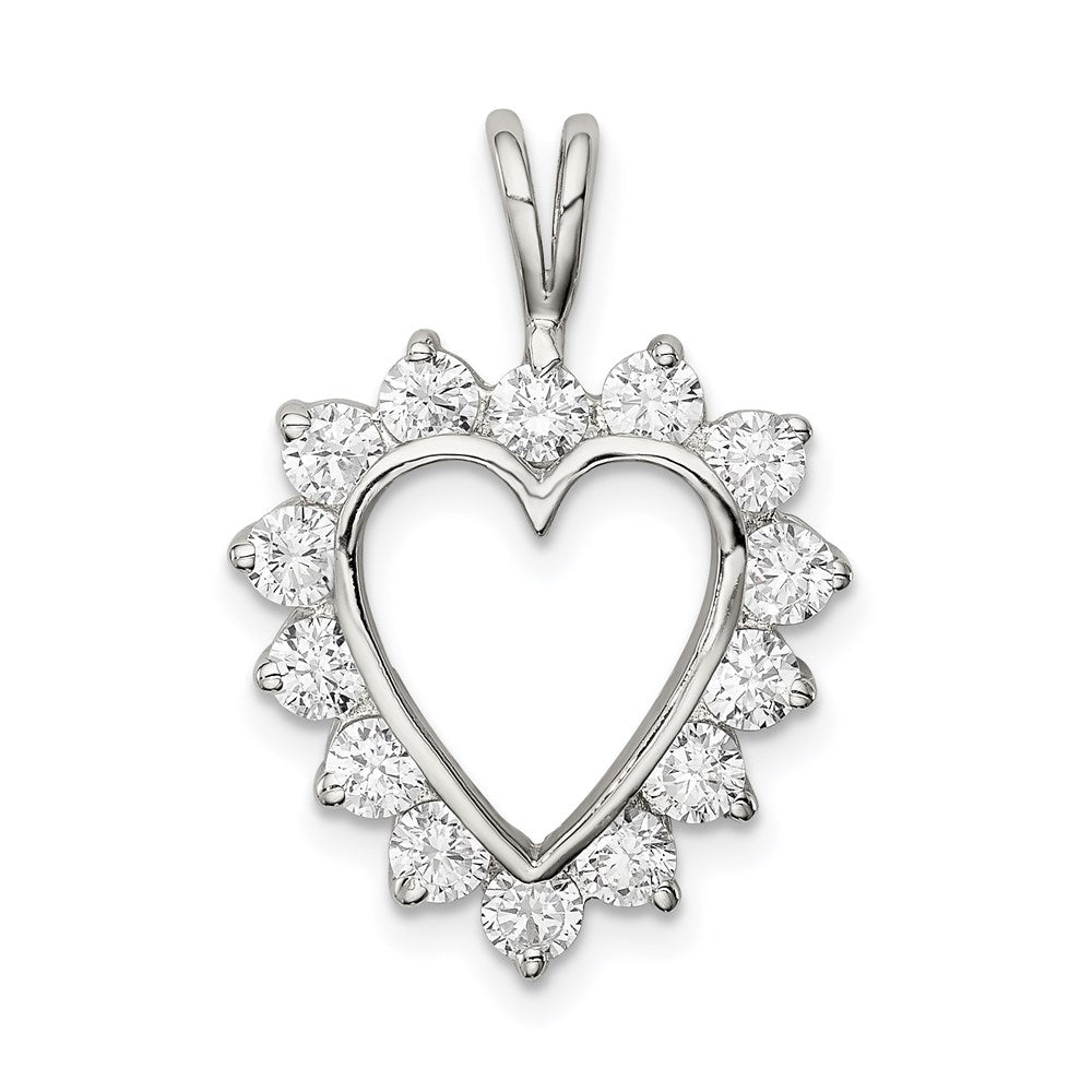 Sterling Silver Rhodium-plated CZ Heart Pendant QP1354