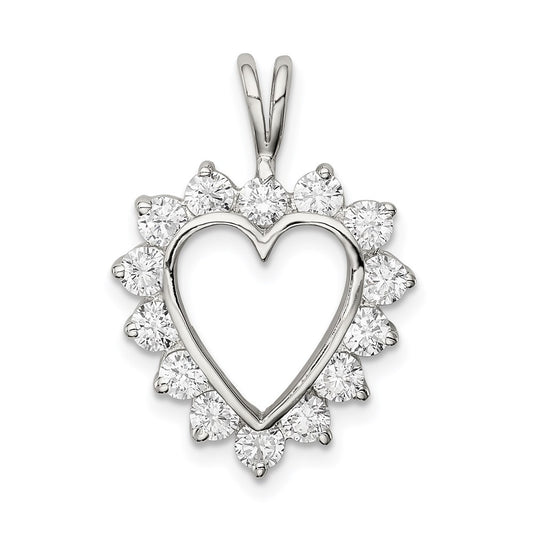 Sterling Silver Rhodium-plated CZ Heart Pendant QP1354