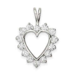 Sterling Silver Rhodium-plated CZ Heart Pendant QP1354