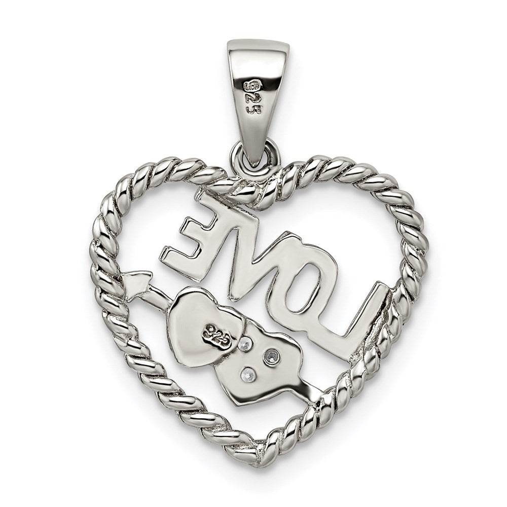 Sterling Silver Rhodium-plated CZ Love Heart Pendant QP1356