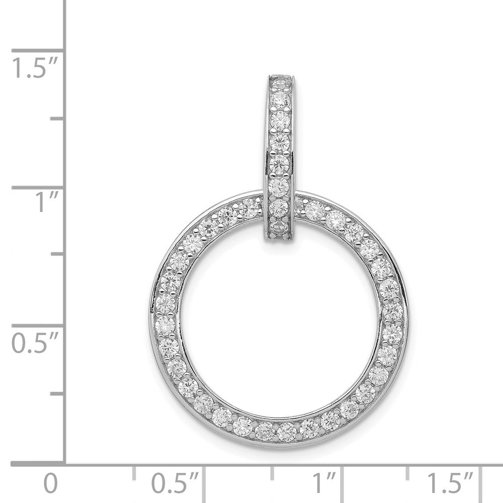 Sterling Silver Rhodium-plated CZ Circle Pendant QP1461