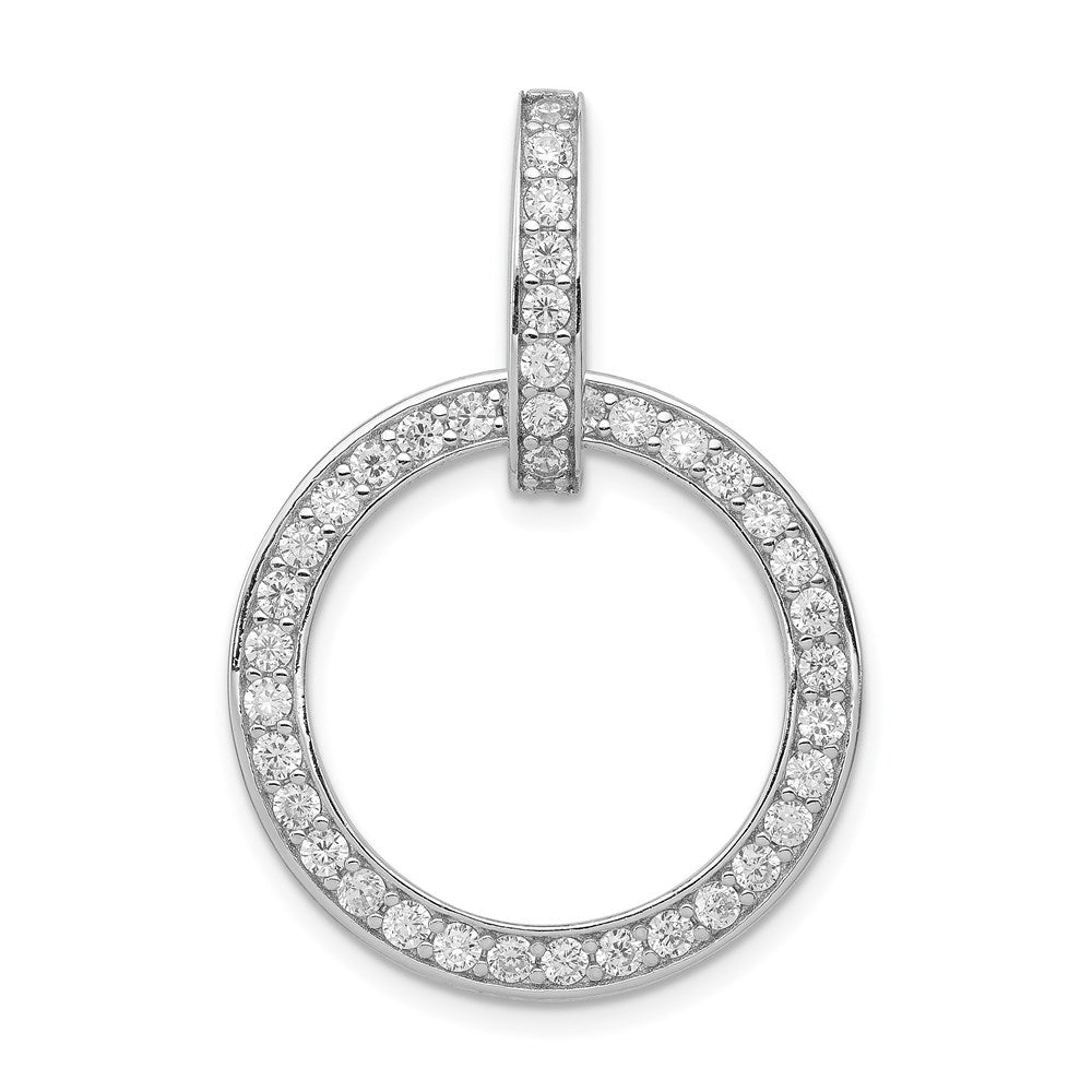 Sterling Silver Rhodium-plated CZ Circle Pendant QP1461