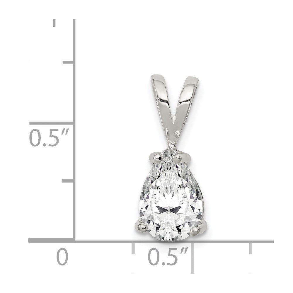 Sterling Silver Pear CZ Pendant QP15