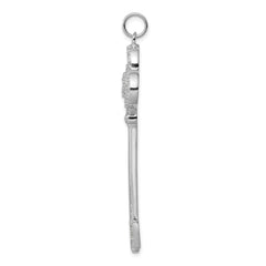 Sterling Silver Rhodium-plated and CZ Key Pendant QP1523