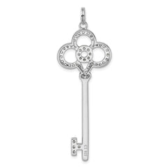 Sterling Silver Rhodium-plated and CZ Key Pendant QP1523