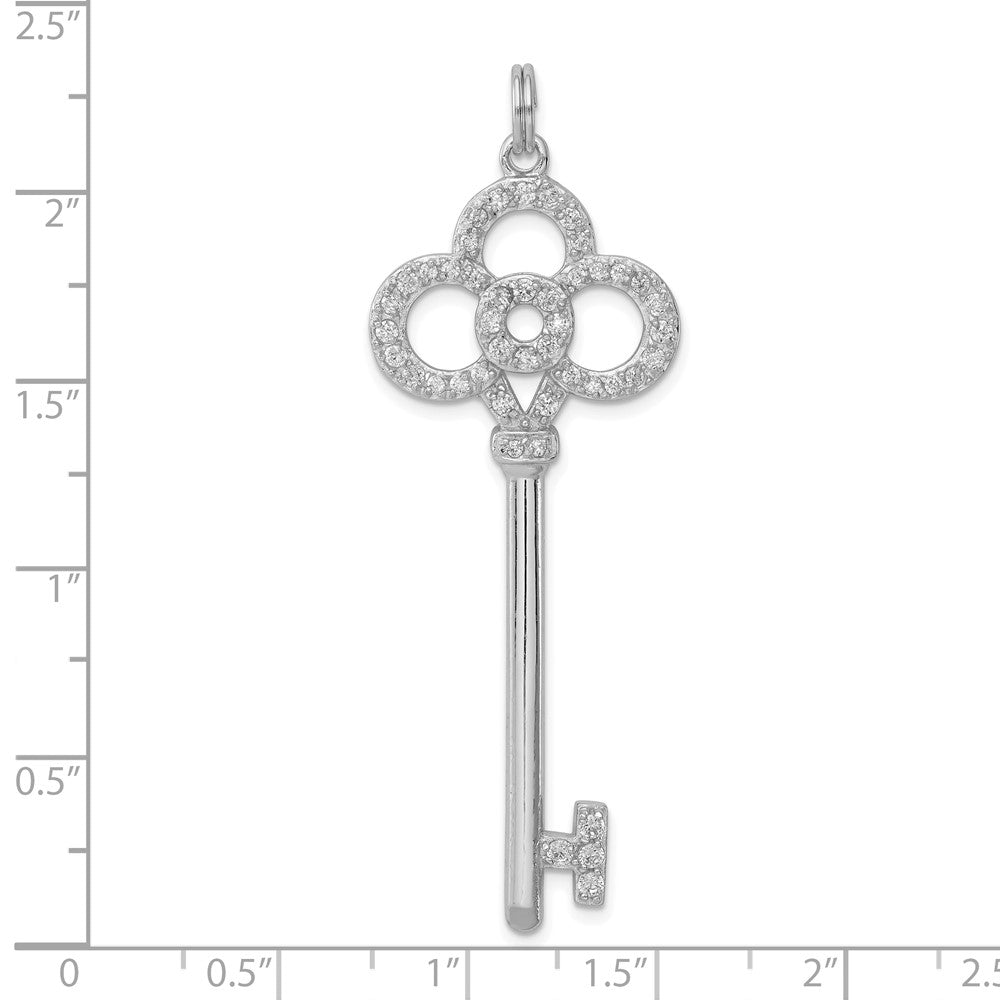 Sterling Silver Rhodium-plated and CZ Key Pendant QP1523