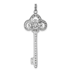 Sterling Silver Rhodium-plated and CZ Key Pendant QP1527
