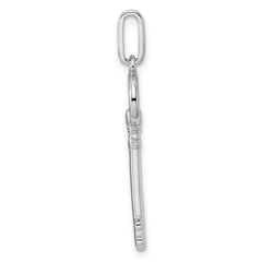 Sterling Silver Rhodium-plated Key Pendant QP1532