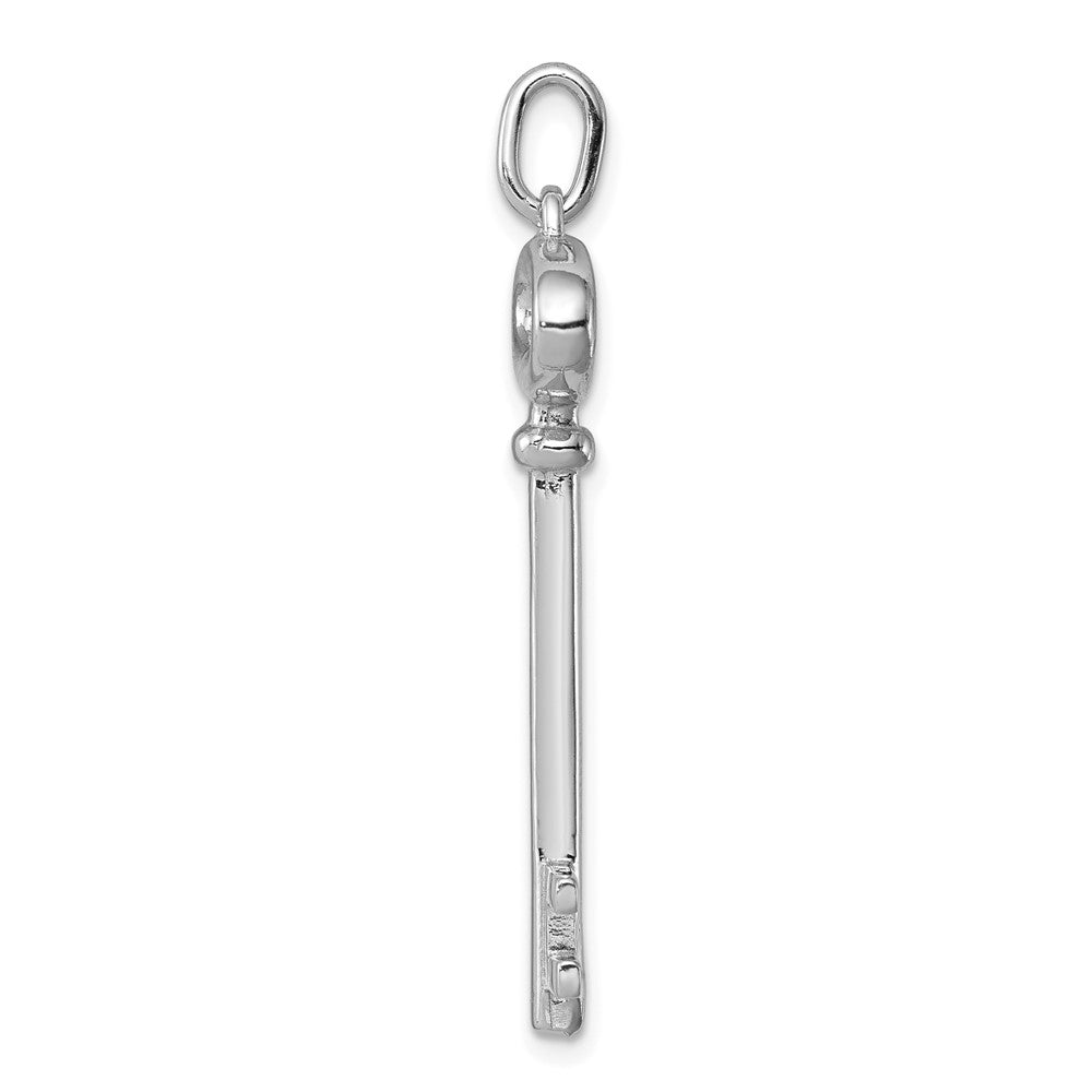 Sterling Silver Rhodium-plated Key Pendant QP1533