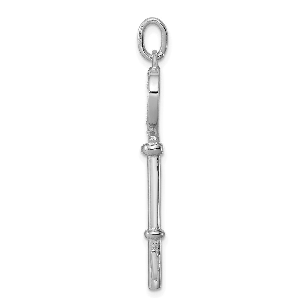 Sterling Silver Rhodium-plated CZ Heart Key Pendant QP1539