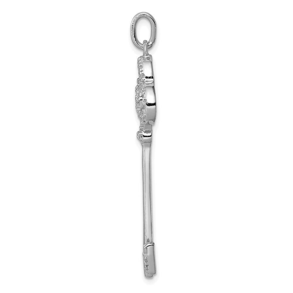 Sterling Silver Rhodium-plated CZ Key Pendant QP1545