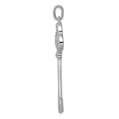 Sterling Silver Rhodium-plated CZ Key Pendant QP1545