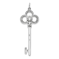 Sterling Silver Rhodium-plated CZ Key Pendant QP1545