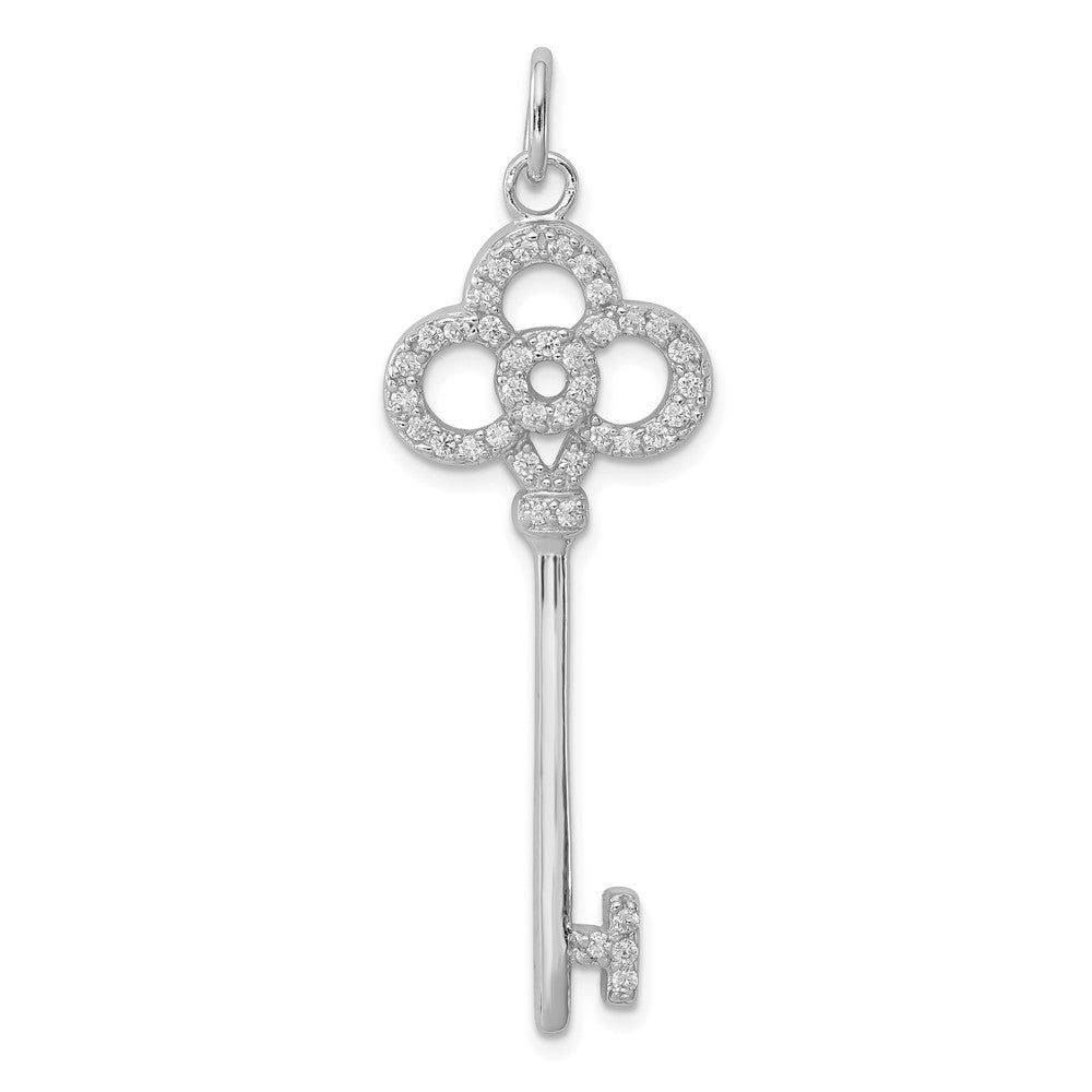 Sterling Silver Rhodium-plated CZ Key Pendant QP1545