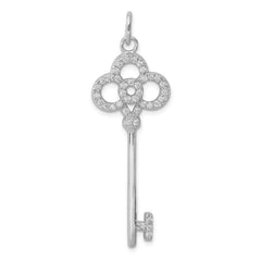 Sterling Silver Rhodium-plated CZ Key Pendant QP1545