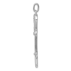 Sterling Silver Rhodium-plated CZ Heart Key Pendant QP1550
